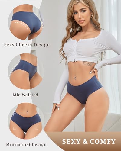 Take Talk Seamless Underwear for Women Sexy Mid Rise Brief Ladies No Show Bikini Panties Womens Cheeky 5 Pack XS-XL2