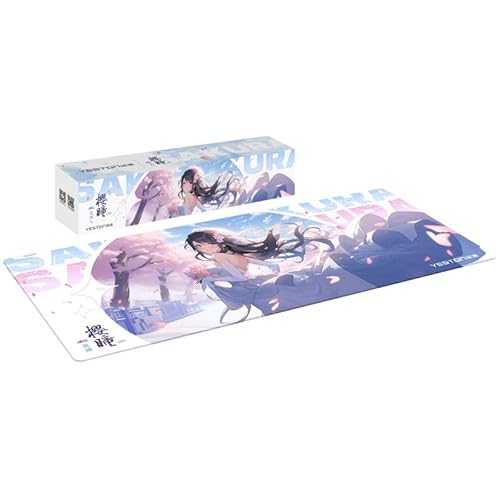 New Yeston Sakura 27.5 * 11.8 * 0.12in(700 * 300mm) Mouse pad, Thick Extended Mouse Mat Non-Slip Spill-Resistant Desk Pad