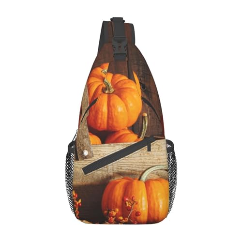 Sac de poitrine léger pour vos balades avec ce sac à bandoulière imprimé citrouille d'automne