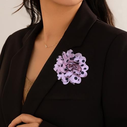 Image of Flower Hair Clip and Brooch Pin Double Color Spot Flower Broochs Lapel Pins Dainty Elegant Camellia Brooch Pin Handmade Petals DIY Clothing Shoes Hats Accessories Wedding Party Dance Banquet Dress Suit Ceremony Jewelry Accessories for Women