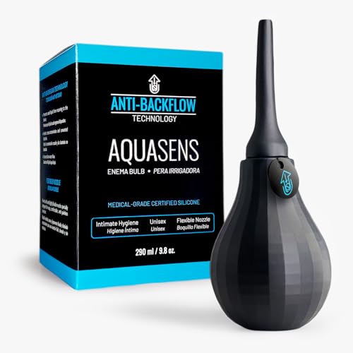 AQUASENS de Boltex Medical Enema Bulbo con Antirretorno   290 ml – Pera Irrigadora, Silicona de Grado Médico, Ducha Anal y Limpieza Íntima, Desmontable, Unisex (Negro)