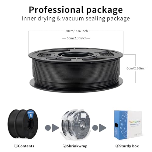 Image of iSANMATE Carbon Fiber ASA Filament 1.75mm, ASA CF Bundle UV /Rain /Heat Resistant Tough 3D Printer Filament, Perfect for Outdoor Functional Parts, 1 kg X 2 (Black + Black)