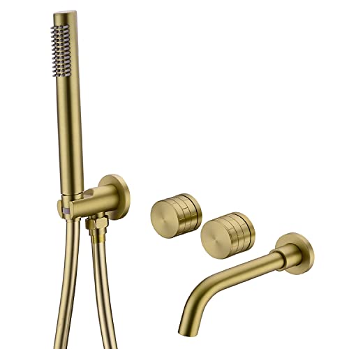 Robinet de salle de bain mural noir mat avec mitigeur douche et bec en laiton double fonction
