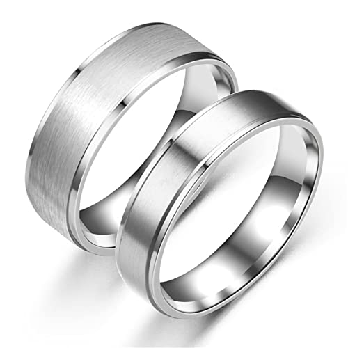 Banemi Anillo Infantil Niño, Acero Inoxidable Regalos Hombre Anillos Pareja de Doble Paso Negro Hombre Anillo de Compromiso Talla 15