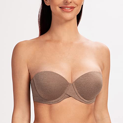 Image of MELENECA Women's Push Up Strapless Bra Padded Underwire Stay Put Lift | Non-slip silicone grip, seamless shaping, lift support and comfortable wear for weddings, dresses and daily outfits