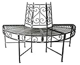 Baumbank-Halbkreis Sitz Gartenbank Pulverbeschichtet Rost-Optik 124 x 63 x 82cm Anthrazit, Sitzbank, Gartensitzbank, runde Bank, wetterfest, Metallbank, Eisenbank