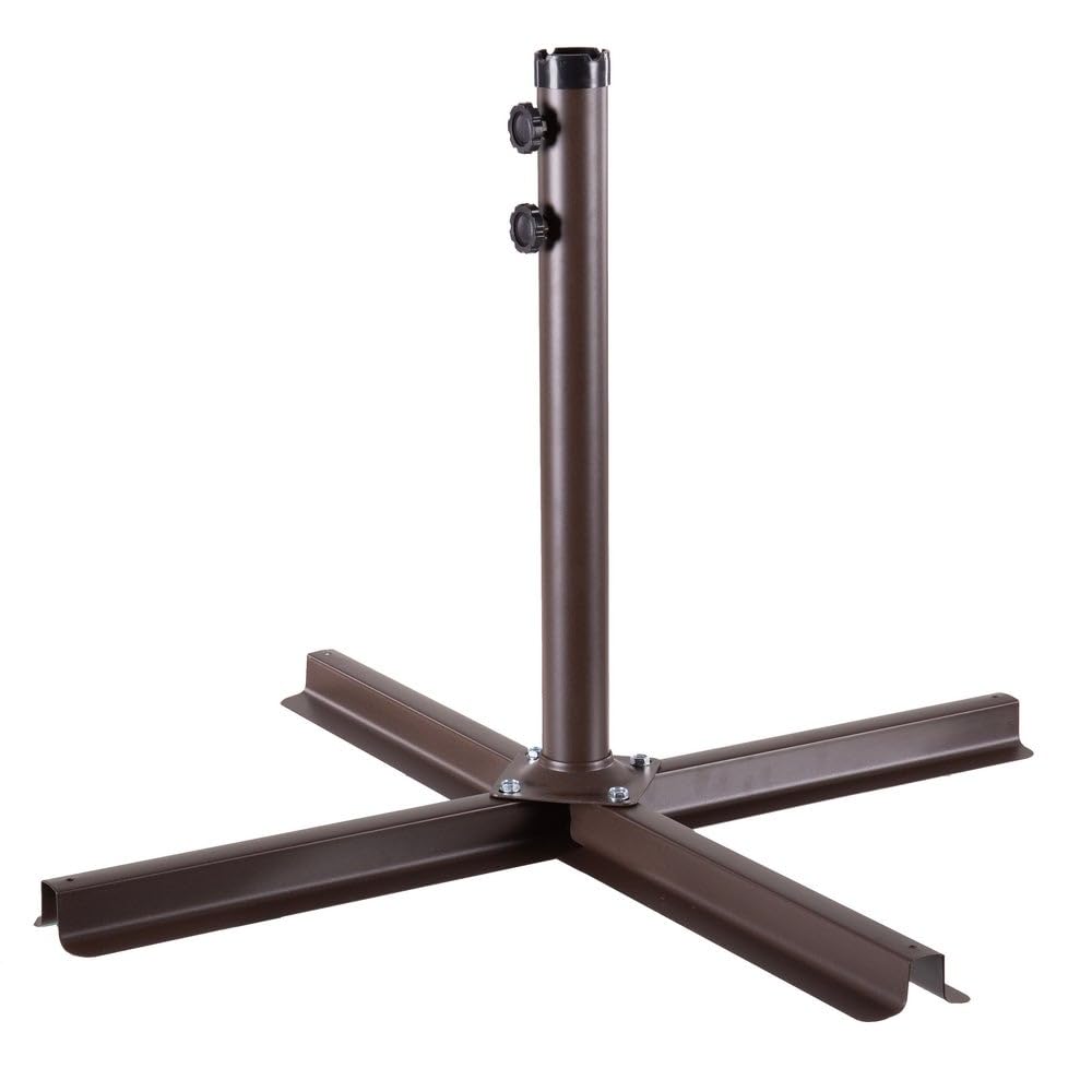 Soporte de parasol exterior 90x90 cm marrón topo con tubo de acero duradero