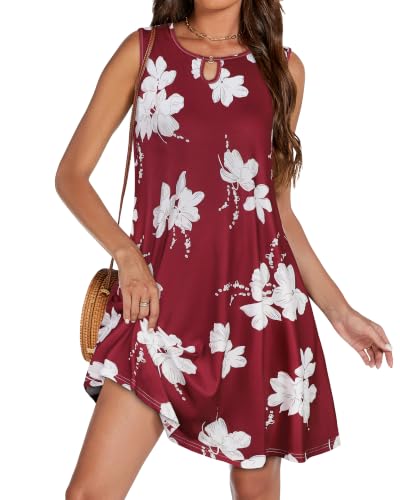 Image of Summer Dresses for Women 2026 Casual Sleeveless Sundress Floral Loose Fit Beach Cover Up with Pocket