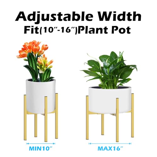 DDPow Heavy Plant Stand for 10"-16" Plant Pot Indoor Outdoor Corner, Adjustable Metal Heavy Duty for Large Pot (Golden 1 Pack) by DDPow - Used condition - Image 3