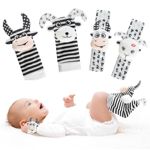 YHTCC Baby Wrist and Ankle Rattles Toys 0-6 Months Essentials for Newborn