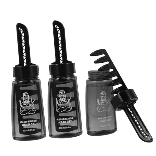 Bouteille de gel coiffant applicateur précis peigne intégré soin des cheveux hommes 3pcs