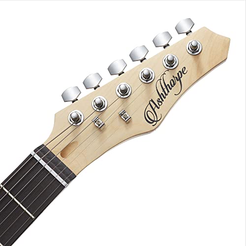 Ashthorpe 39-Inch Full-Size Electric Guitar With Humbucker Pickup (White), Guitar Kit With Padded Gig Bag, Strap, Strings, Cable, Cloth, Picks #TOP4