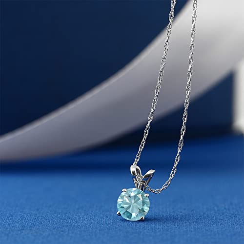 Gem Stone King 14K White Gold 4MM Round Gemstone Birthstone Solitaire Pendant Necklace | Gold Necklace For Women | With 18 inch Gold Rope Chain | Fine Jewelry Gifts for Her Mom Women Wife3