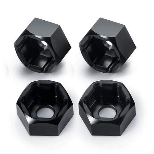 QUPA AM STORE 4 PCS 5mm to 7mm Wheel Hex Hub Adapters for 1/10 WPL D12 RC Truck Car 1/24 SCX24 RC Upgrades Accessories Black
