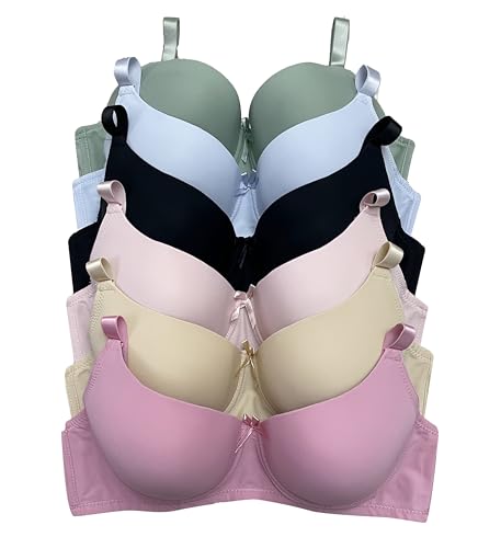 Viola's Secret Women Bras 6 Packs T-Shirt Bras Full Coverage Comfortable Everyday Wear Size A to DDD Cups Bra