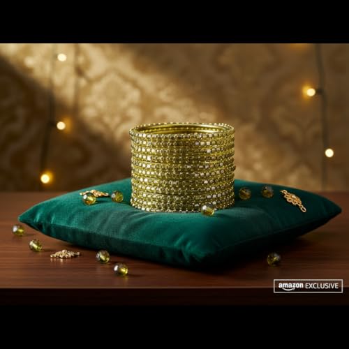 Image of SUNDRAM Raindrop Glass Bangles Set for Women & Girls, Transparent Crystal Kanch Ki Chudi for Wedding & Party, Set of 12