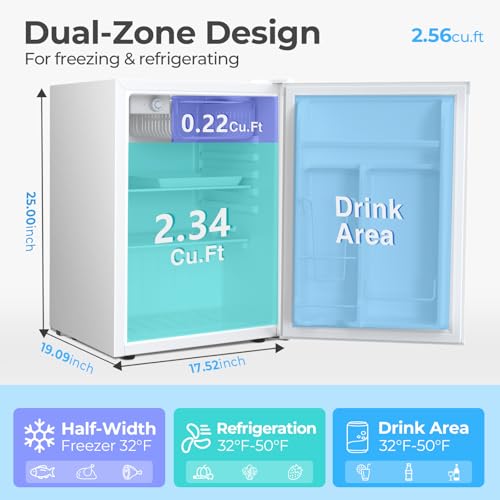 Antarctic Star 2.56 Cu.Ft. Mini Fridge with Freezer, Small Refrigerators with Adjustable Thermostat, Low Noise, Energy Saving, Compact Refrigerators for College Dorm, Office, Bedroom, Apartment, White by Antarctic Star - Used condition - US$121.79