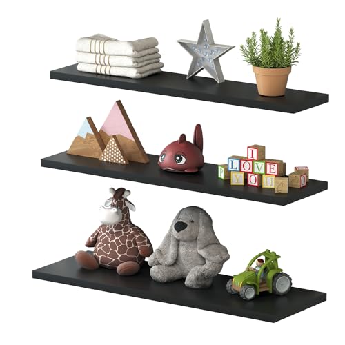 Tonielque Móveis | 3 Set Invisible Floating Shelf, Wall Mounted Shelf for Living Room, Bedroom, Kitchen, Bathroom, Modern Hanging Shelf for Books/Decor/Storage 21,5