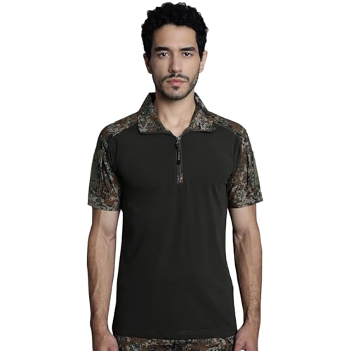 Image of MOUNTMILLER Men's Short Sleeve Ripstop Tactical Polo T-Shirt | Anti-Odor | Moisture-Wicking | UV Protective| Ideal for Hiking & Trekking, Outdoor