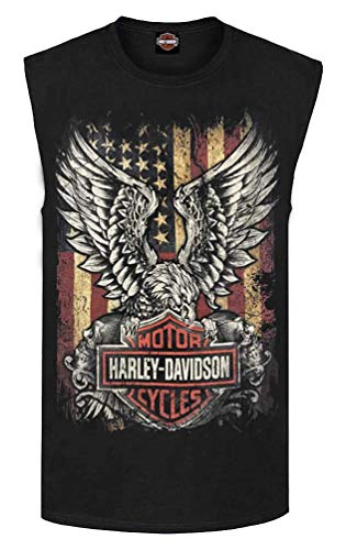 Harley-Davidson Men's Custom Freedom Sleeveless Crew Neck Muscle Shirt - Black