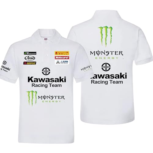 カワサキカワサキバイクラペルポロシャツファンカジュアルウェア半袖レーシングメンズ・レディースライディングウェアトップス(L,L)