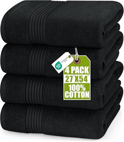 Utopia Towels - Lot de 4 Grandes Serviettes de Bain (69 x 137 cm) -100% Coton Ultra-Douces, qualité hôtelière, très absorbantes, pour la Salle de Bain la...