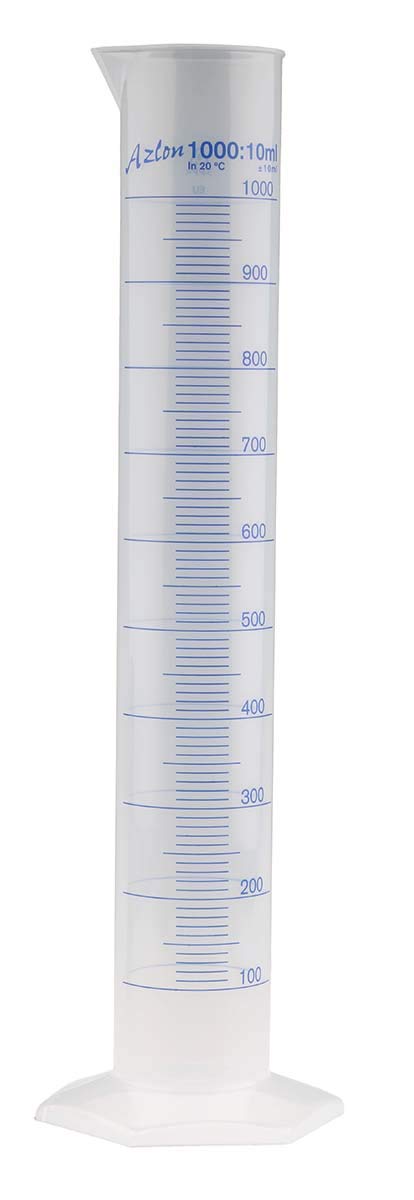 RS PRO PP Messzylinder mit Skala, 1L, L. 440mm