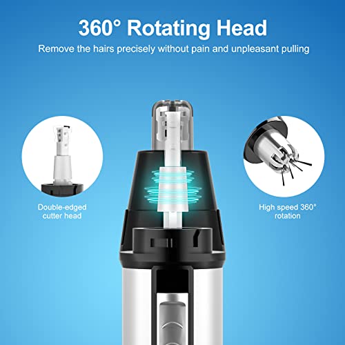 Ginity Ear And Nose Hair Trimmer For Men,Professional Usb Rechargeable Nostril Nasal Hair Vacuum Cleaning System,4 In 1 Lightweight Waterproof Hair And Beard Clippers For Women (White) #TOP2