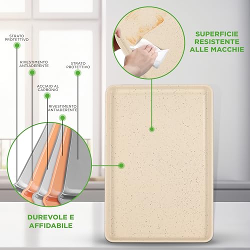NutriChef Set 8 Pezzi Teglie da Forno Impilabili, Pirofila da Forno in Acciaio al Carbonio Antiaderente, Fino a 232 °C, Senza PFOA/PFOS - immagine 4