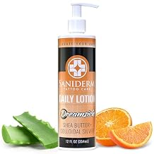 Saniderm Daily Tattoo Lotion 12 oz Premium, Organic Long-term Skin Care and Tattoo Aftercare for Vibrant Tattoos Moisturizing Lotion for Tattooed Skin