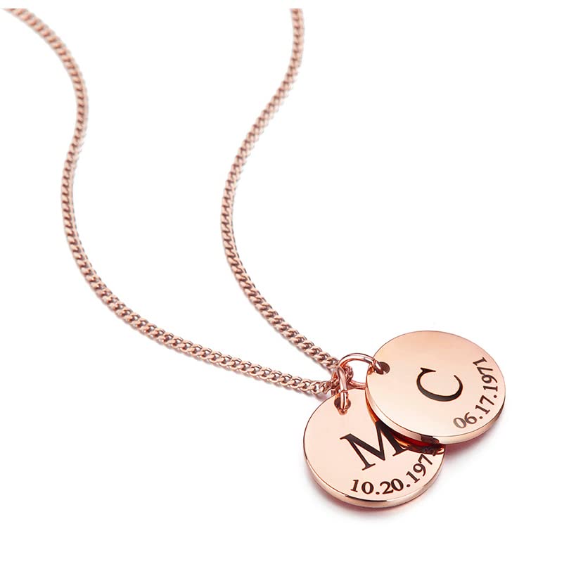 Personalized Initial Necklace, Customized Letter Date Necklace for Women Girl, Personalized Birthday Gift for Family Friends, Monogram and Birthday Necklace for Mom2