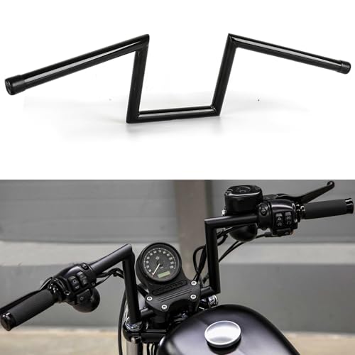 DREAMIZER 1 inch Motorcycle Handlebars 8 Rise 25mm Ape Hanger Z-Bars Compatible With Harley Sportster Softail Dyna Yamaha Suzuki Kawasaki Chopper Cruisers Bobber Cafe Racer custom Bike 1982-Up