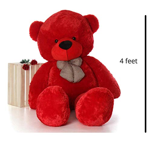 Image of Giant Teddy Bear 4 Feet - Soft Plush Stuffed Toy for Kids & Girlfriend, Soft Toy for Kids - Birthday Gift for Girls, Plush Toy Big Cuddly Hugging Bear, Gifts for Valentine's Day (Red)
