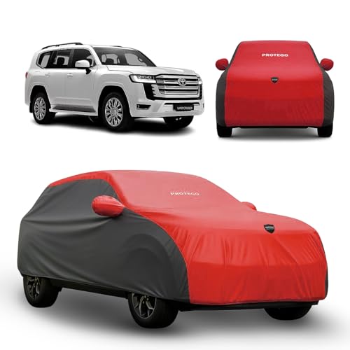 Image of PROTEGO Prime Series India's 1st Anti-Tear Car Cover for Toyota Land Cruiser | Heavy-Duty, Custom Fit, All Weather | 100% Waterproof, Windproof & Hail Resistant | 2-Year Warranty | Red + Black