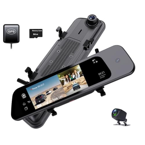 Dashcam mit 3 Kanälen, 4G LTE Rückspiegel, Auto-DVR, 25,4 cm Touchscreen, Android 10.0, 2 GB + 32 GB, unterstützt WLAN-App-Steuerung, GPS-Navi, ADAS-Recorder, Nachtsicht, 24 Stunden Fernüberwachung