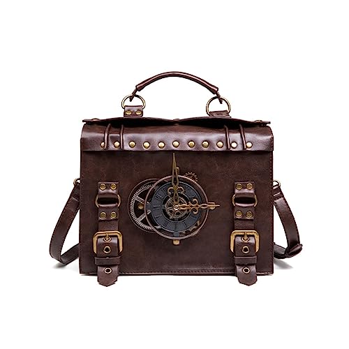 Sac rétro punk industriel marron femme pour affirmer son style