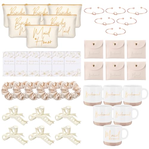 Regalos de dama de honor ideales para propuesta de boda con tazas y pulseras anudadas