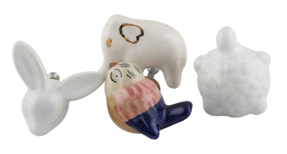 Indian-Shelf Pack of 4 Ceramic Drawer Knobs- White Knobs for Dresser Drawers- Animal Nursery Drawer Handles- Fauna Cute Dresser Knobs- Decorative Cabinet Knobs- Kids Cabinet Knobs-image-42
