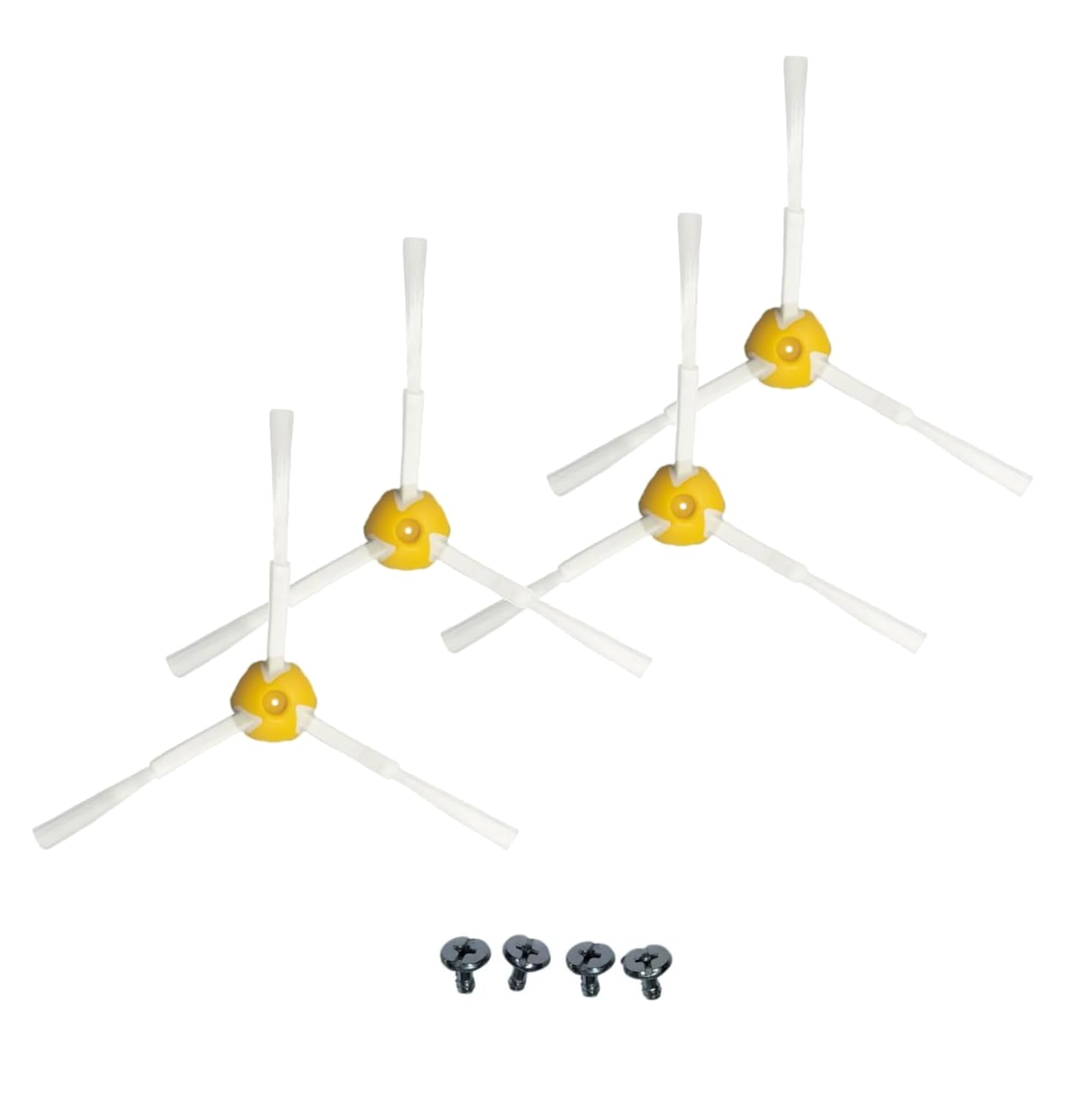 MultiAccesorios Pack de 4 Cepillos Laterales y 4 Tornillos de Repuesto para Roomba Series 500, 600, 700, 800 y 900 – Kit de Recambios para Aspiradora Robot