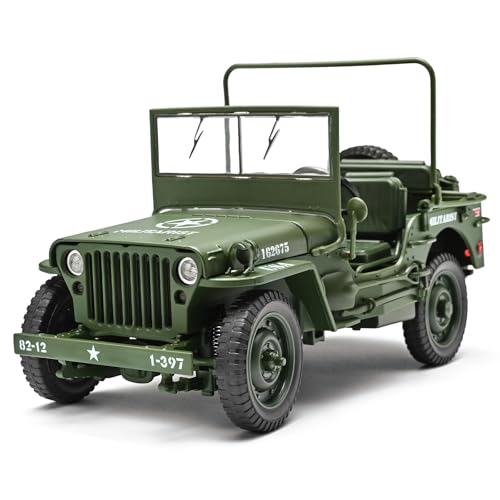 RZAPE 1:18 Willys Military Vehicle Collectible - Die-Cast Alloy Car Model,Authentic War Vehicle Model for Display & Veteran Tribute,Gift for Adult
