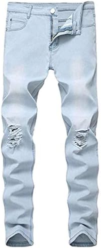 Boy's Ripped Skinny Jeans Distressed Elastic Straight Fit Fashion Denim Pants