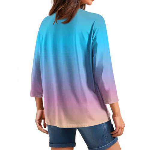 HTHLVMD Womens 3/4 Length Sleeve Tunic Tops Summer Fall Outfits 2025 Three Quarter Sleeve Casual V Neck T Shirts for Women