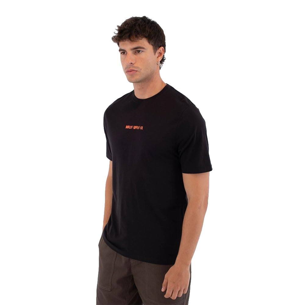 Hurley Mens Short Sleeve Printing Press Zombies T-Shirt, Black, M EU