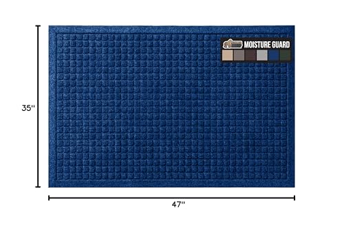 Image of GORILLA GRIP Ultra Absorbent Front Door Mat Outside Entrance, 47x35, Traps Dirt and Moisture, HydroABSORB Indoor Outdoor Doormat Holds Up to 6 Cups Water, Stain and Fade Resistant Welcome Mat, Blue