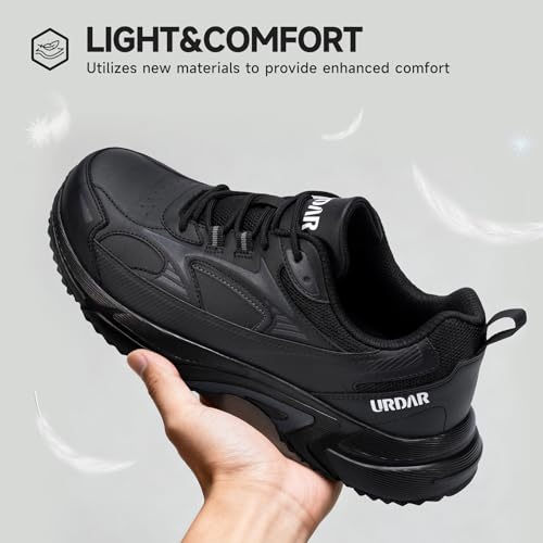 Image of LARNMERN Steel Toe Shoes for Men Lightweight Women Safety Toe Tennis Sneakers Water Resistant Breatheable Non Slip Work Shoe Stain Resistant Composite Toe Ergonomic Design(9,Black,RSA51022)
