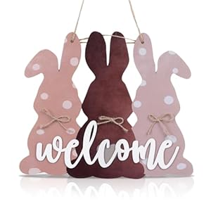 Easter Bunny Welcome Door Sign Wooden Door Decor Wreath Hanging Door Hanger Sign for Front Door Wall Home Farmhouse Decoration (11.8" x 10") Easter Bunny Welcome Door Sign Wooden Door Decor Wreath Hanging Door Hanger Sign for Front Door Wall Home Farmhouse Decoration 118 x 10