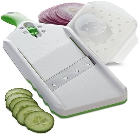 PrepSolutions Adjust-A-Slice Mandoline Slicer, Green – Adjustable Thickness, Perfect for Vegetables, Fruits, and More