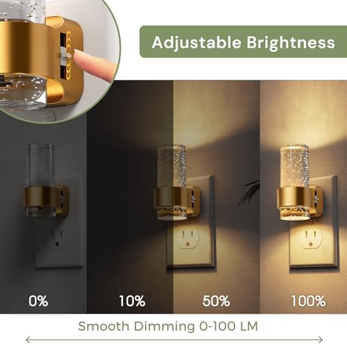 L LOHAS LED Night Lights Plug into Wall, 2 Pack Mini Dimmable Night Light with Dusk-to-Dawn, Soft White/Cool White/Amber 3 Light Color, 0-100LM Adjustable Brightness, Bubble Nightlight for Hallway — view 4