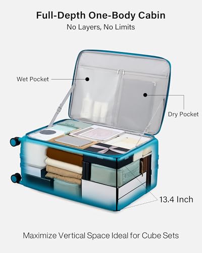 Image of Hanke Hardside Expandable Large Checked Luggage, 28 Inch Top Opening Trunk Luggages with Spinner Wheels, All-PC Hard Shell Suitcase, Lightweight TSA Approved (Caribbean Blue, 120L)