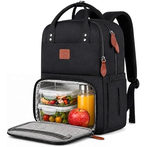 MATEIN Lunch Backpack for Women, 15.6 Inch Laptop Bookbag with Lunch Box